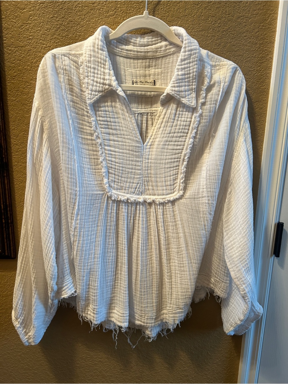We The Free White Gauze Peasant Tunic.  Size L